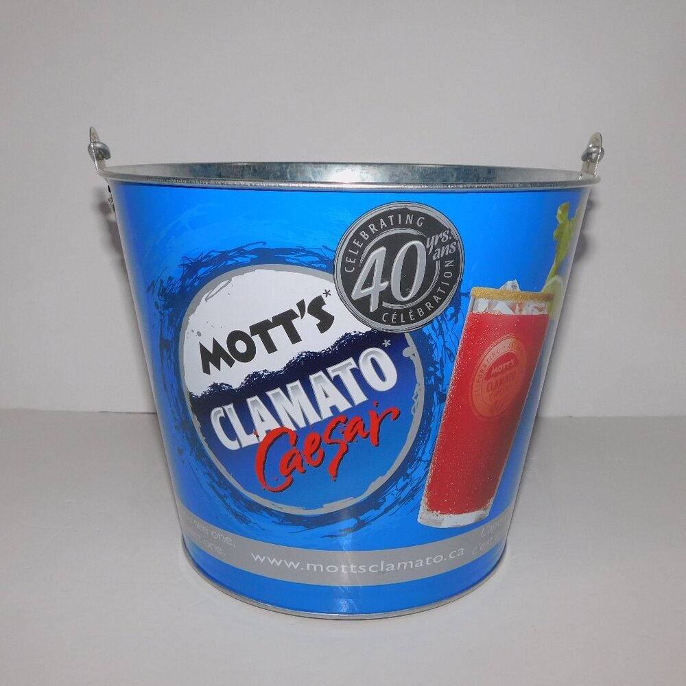 Mott's Clamato Ice Bucket Pail Juice Celebrating 40 Years 7.25"